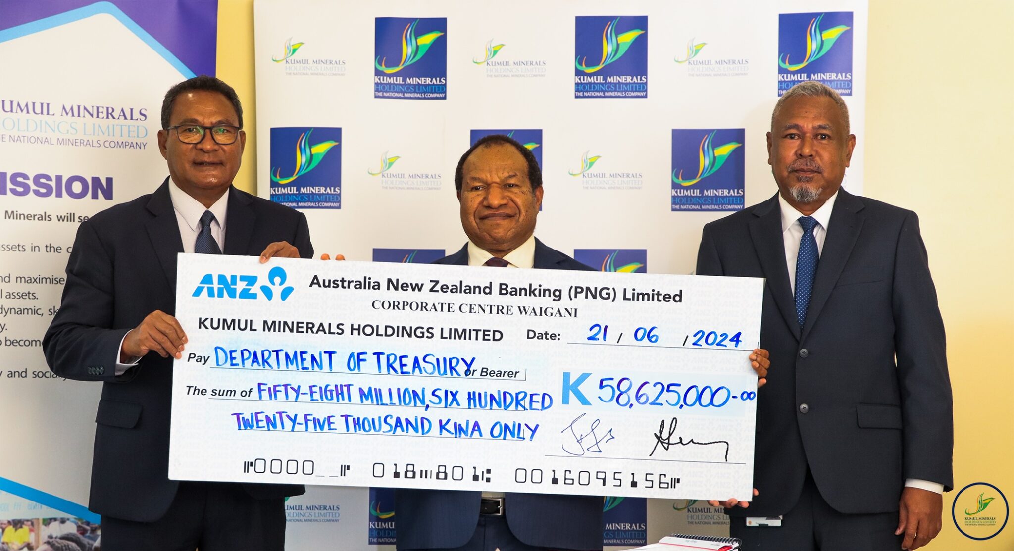 Kumul Minerals Presents Dividend to State.